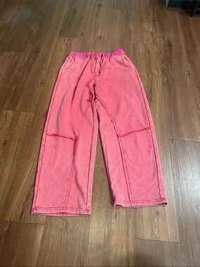DAVI & DANI' Bright Pink And Red Wide-Leg Sweatpants